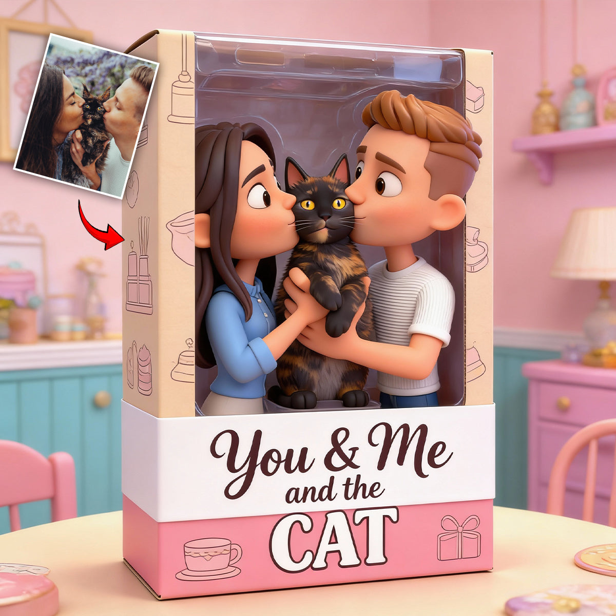 Ich liebe Katzen – Personalisierte Acrylplakette in Katzenform