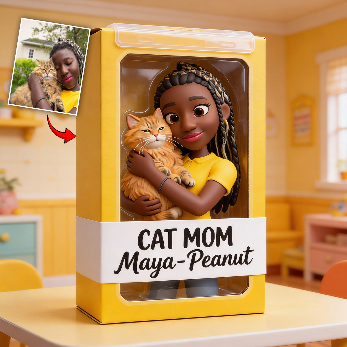 Ich liebe Katzen – Personalisierte Acrylplakette in Katzenform