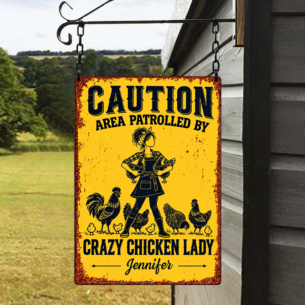 Crazy Chicken Lady - Personalized Chicken Rectangle Metal Sign