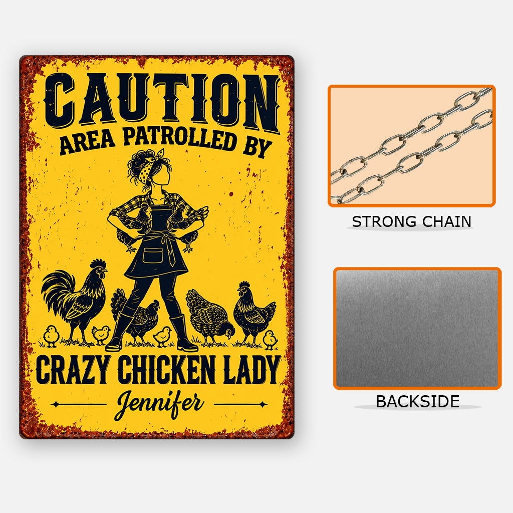 Crazy Chicken Lady - Personalized Chicken Rectangle Metal Sign