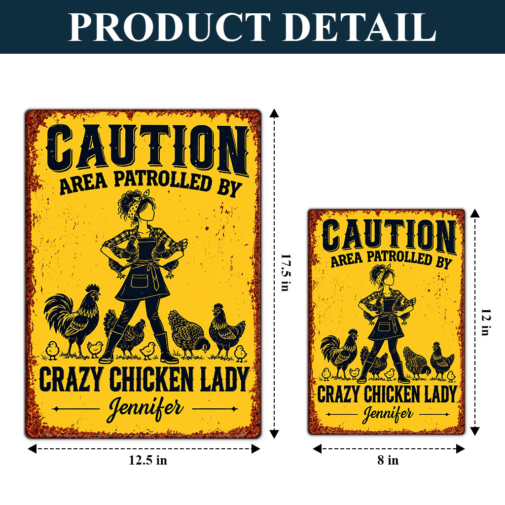 Crazy Chicken Lady - Personalized Chicken Rectangle Metal Sign