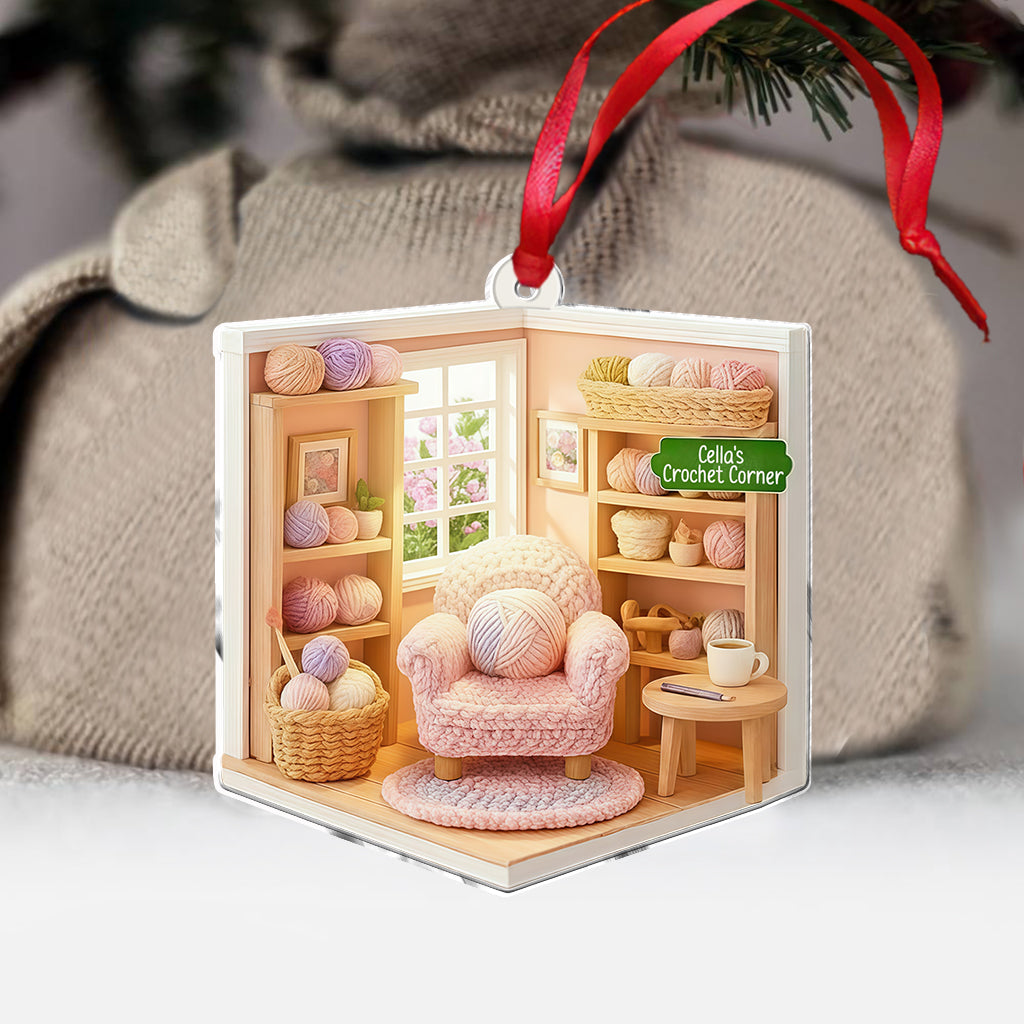 Crochet Corner Yarn Room Xmas - Personalized Crocheting Ornament
