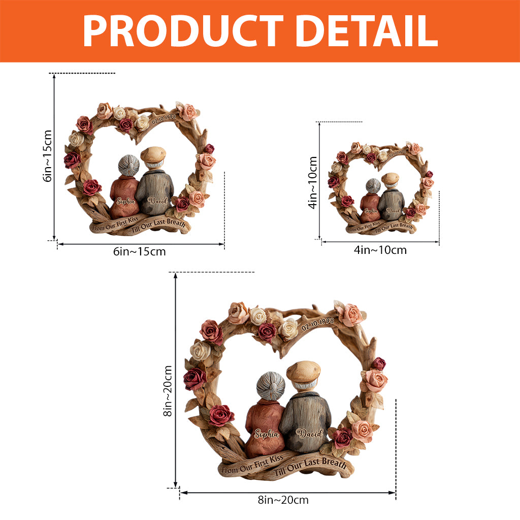 Vom ersten Kuss bis zum letzten Atemzug – personalisierte Acrylplakette in individueller Paarform