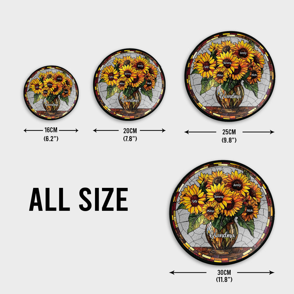 Oma Sonnenblume – Personalisierter Oma-Sonnenfänger aus Buntglas