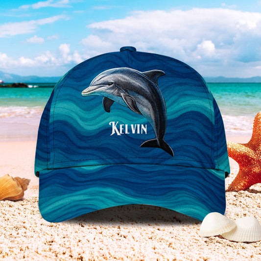 Delfin und Welle – Personalisierte Delfin-Klassikkappe