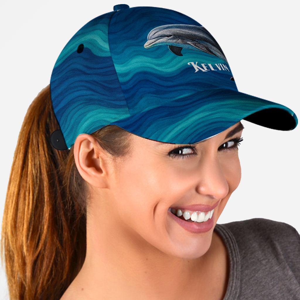 Dolphin And Wave - Personalized Dolphin Classic Cap
