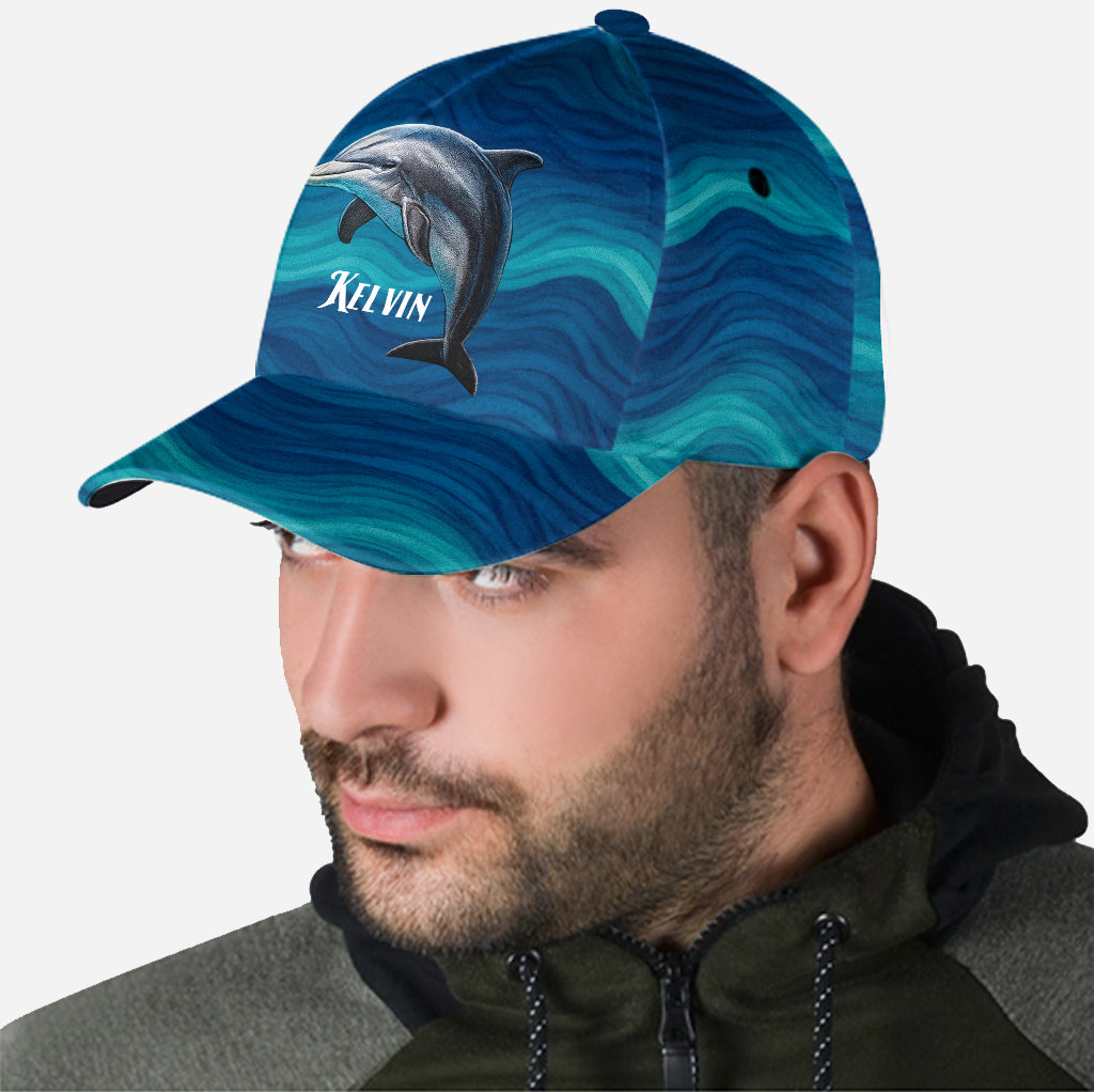Dolphin And Wave - Personalized Dolphin Classic Cap