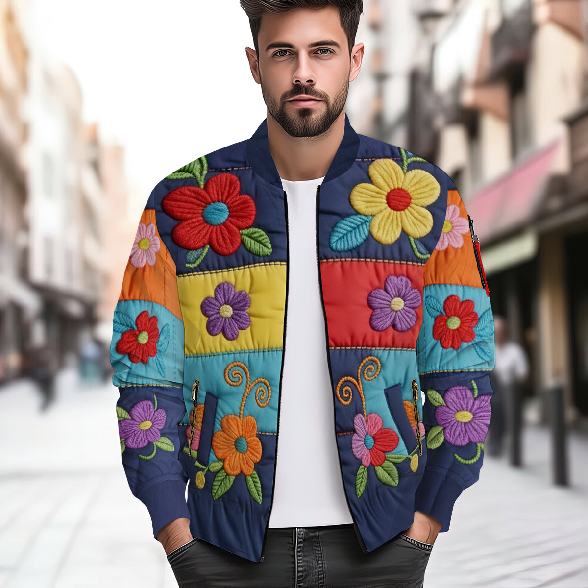 Frieden, Liebe und Licht – personalisierte Hippie-Bomberjacke