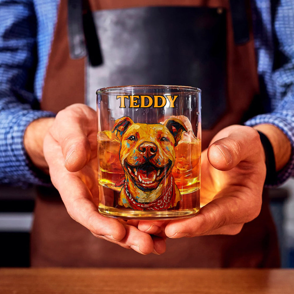 Individuell bemaltes Foto Ihres Haustiers – personalisiertes Whiskeyglas für Hunde