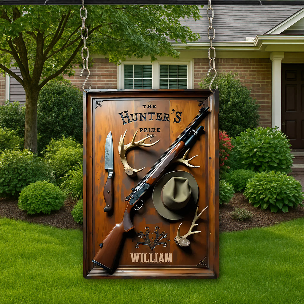 Der Stolz des Jägers – Personalisiertes rechteckiges Metallschild für die Jagd