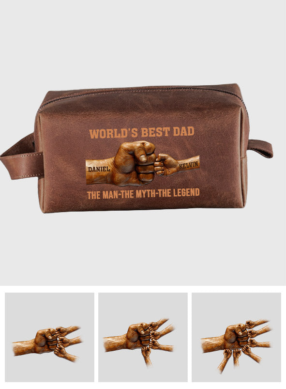 Der beste Papa der Welt – Personalisierte Leder-Kulturtasche für Väter