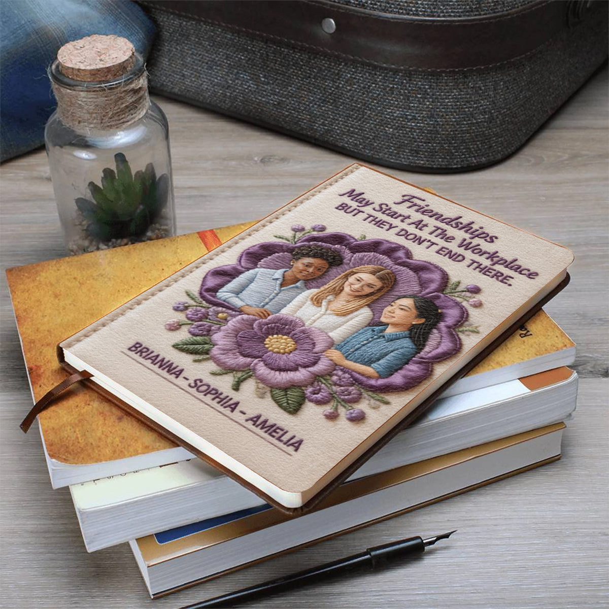 Custom From Photo, Flower - Personalized Colleague Leather Journal