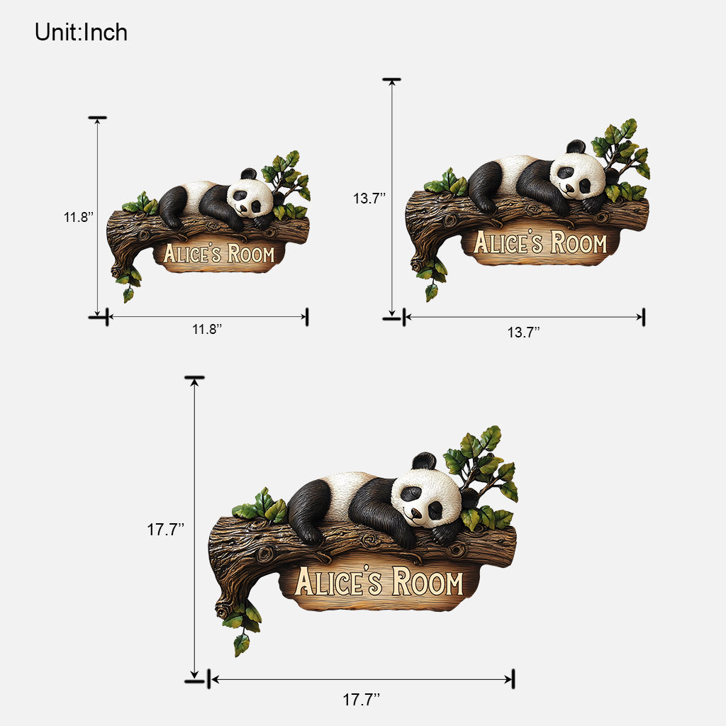 Niedliches Panda-Schlafzimmerschild – Personalisiertes Holzschild für Panda-Liebhaber in individueller Form