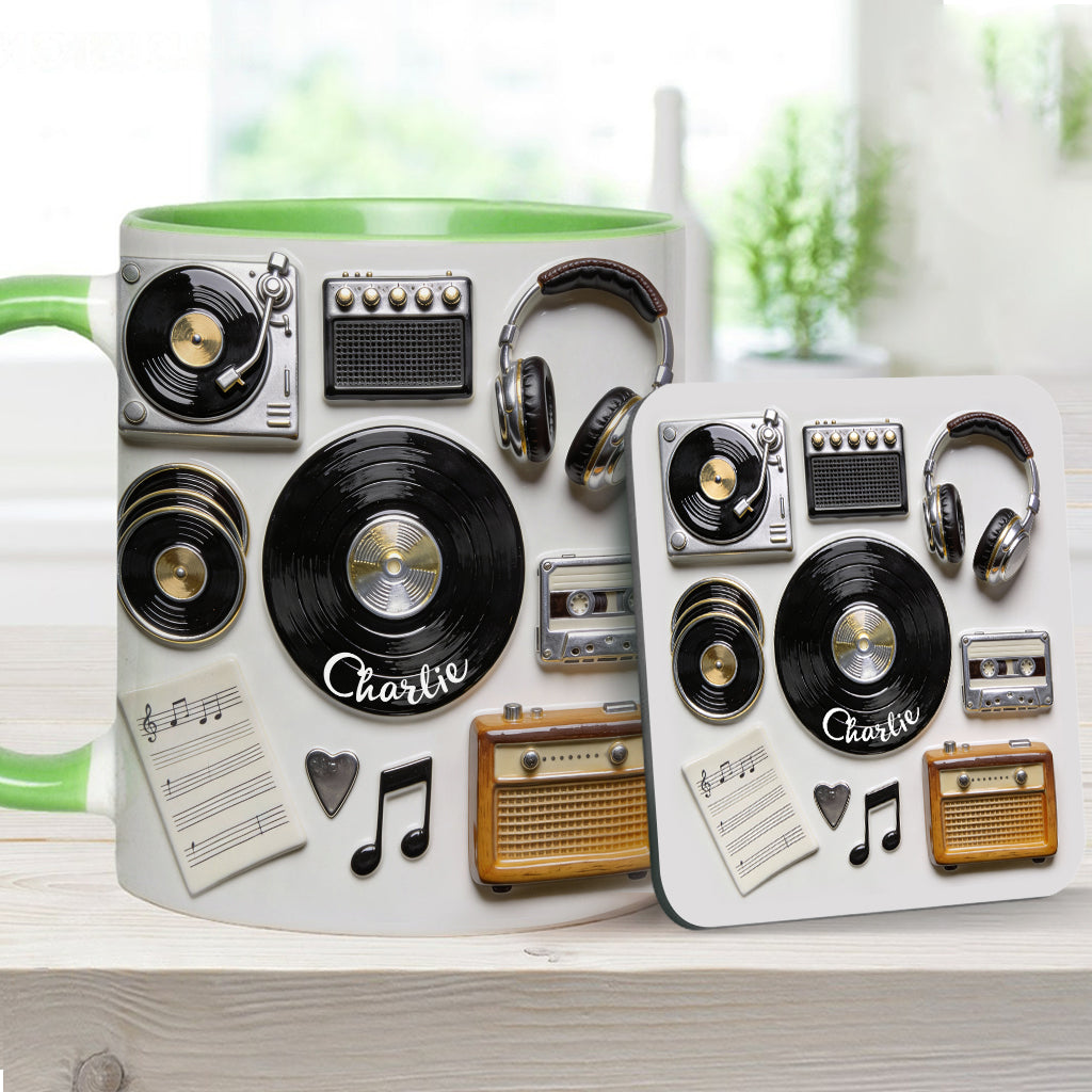Love Vinyl - Personalized Vinyl Records Accent Mug & Coaster