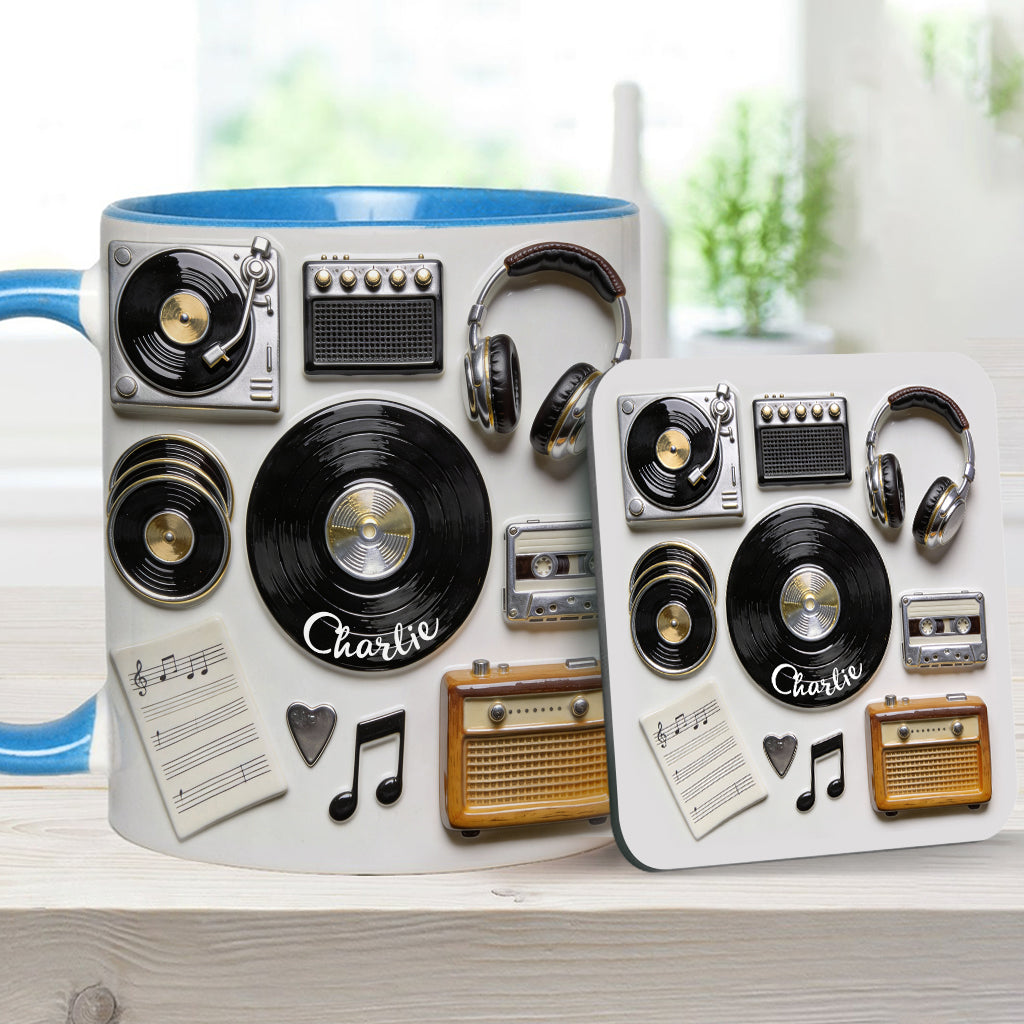 Love Vinyl - Personalized Vinyl Records Accent Mug & Coaster