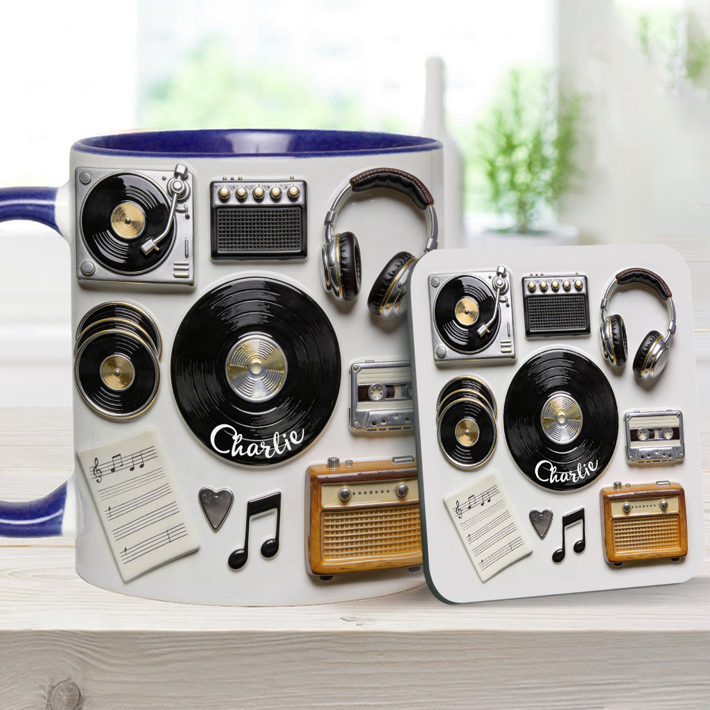 Love Vinyl - Personalized Vinyl Records Accent Mug & Coaster