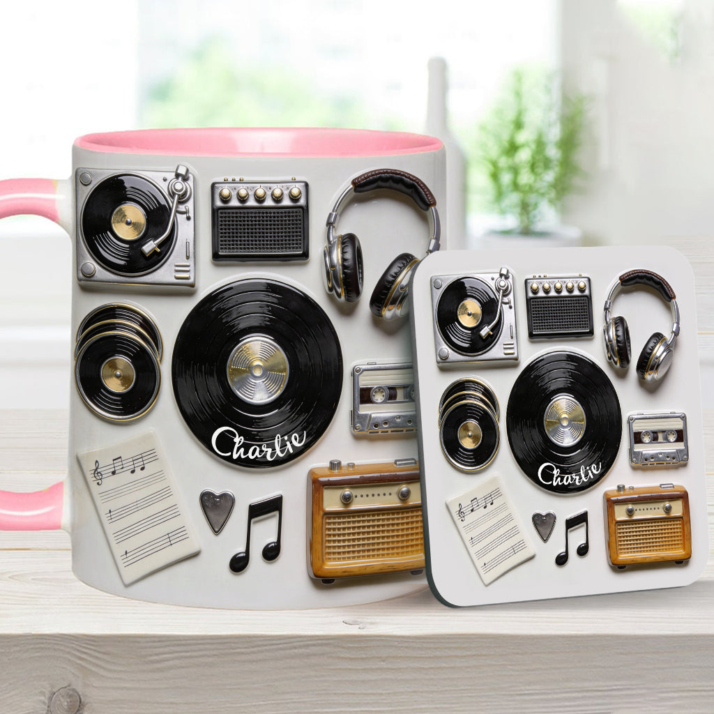 Love Vinyl - Personalized Vinyl Records Accent Mug & Coaster