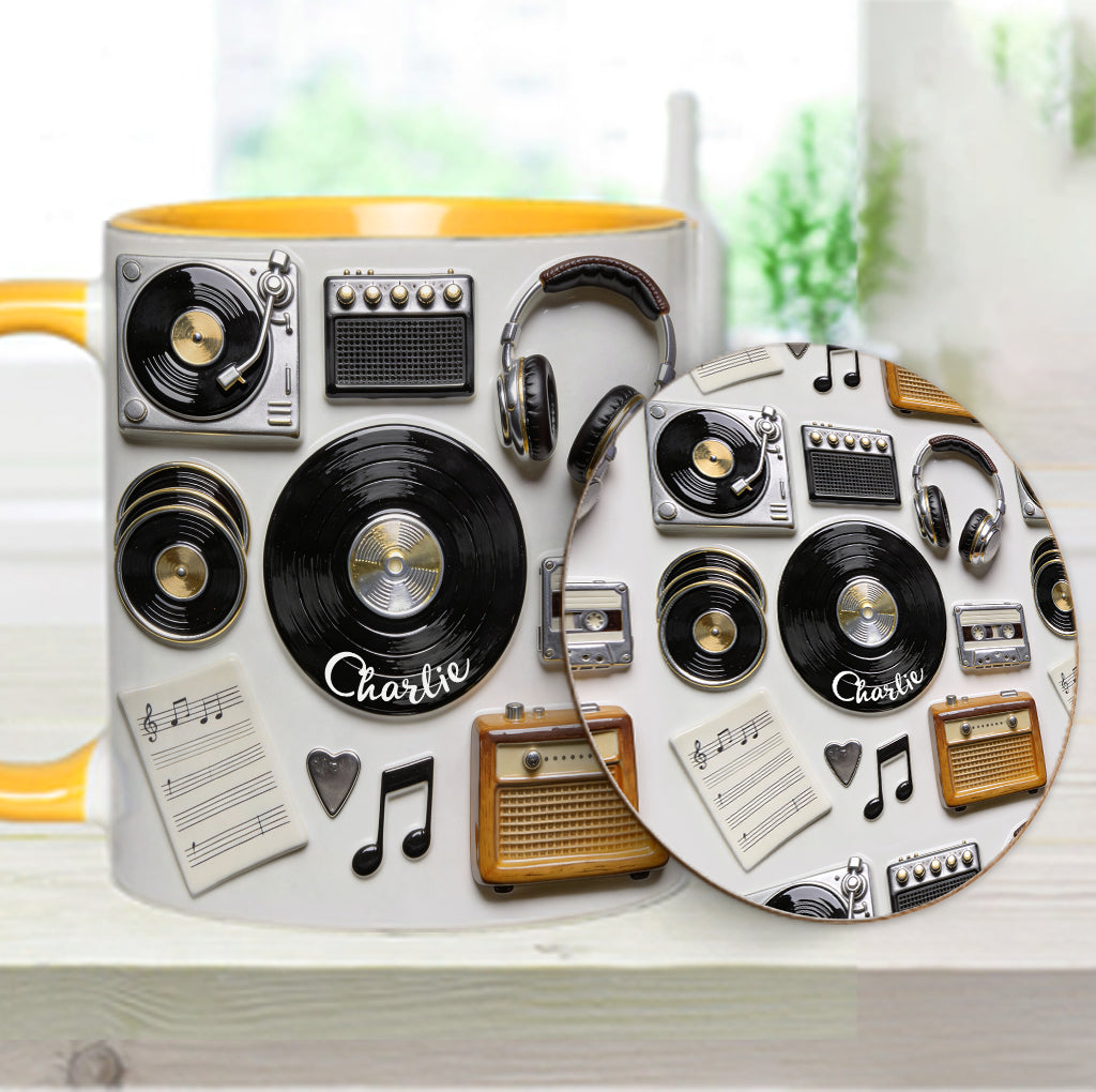 Love Vinyl - Personalized Vinyl Records Accent Mug & Coaster