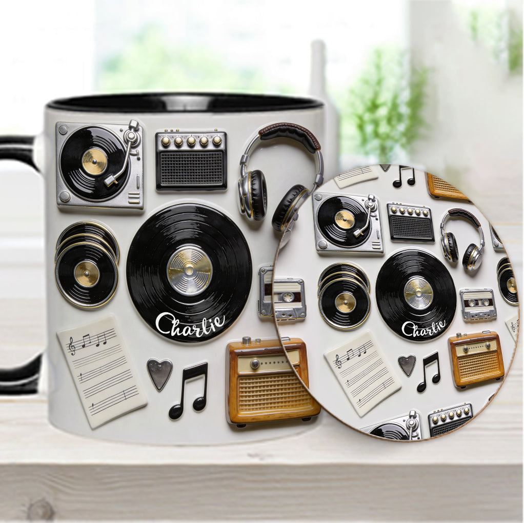 Love Vinyl - Personalized Vinyl Records Accent Mug & Coaster