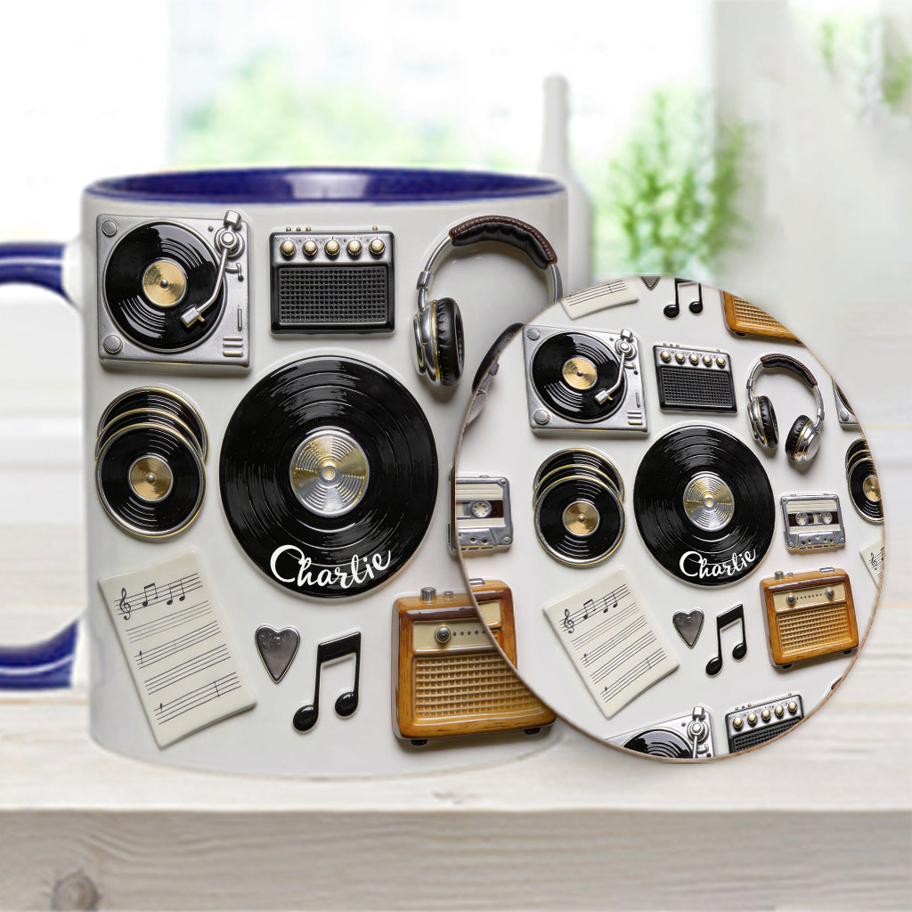 Love Vinyl - Personalized Vinyl Records Accent Mug & Coaster