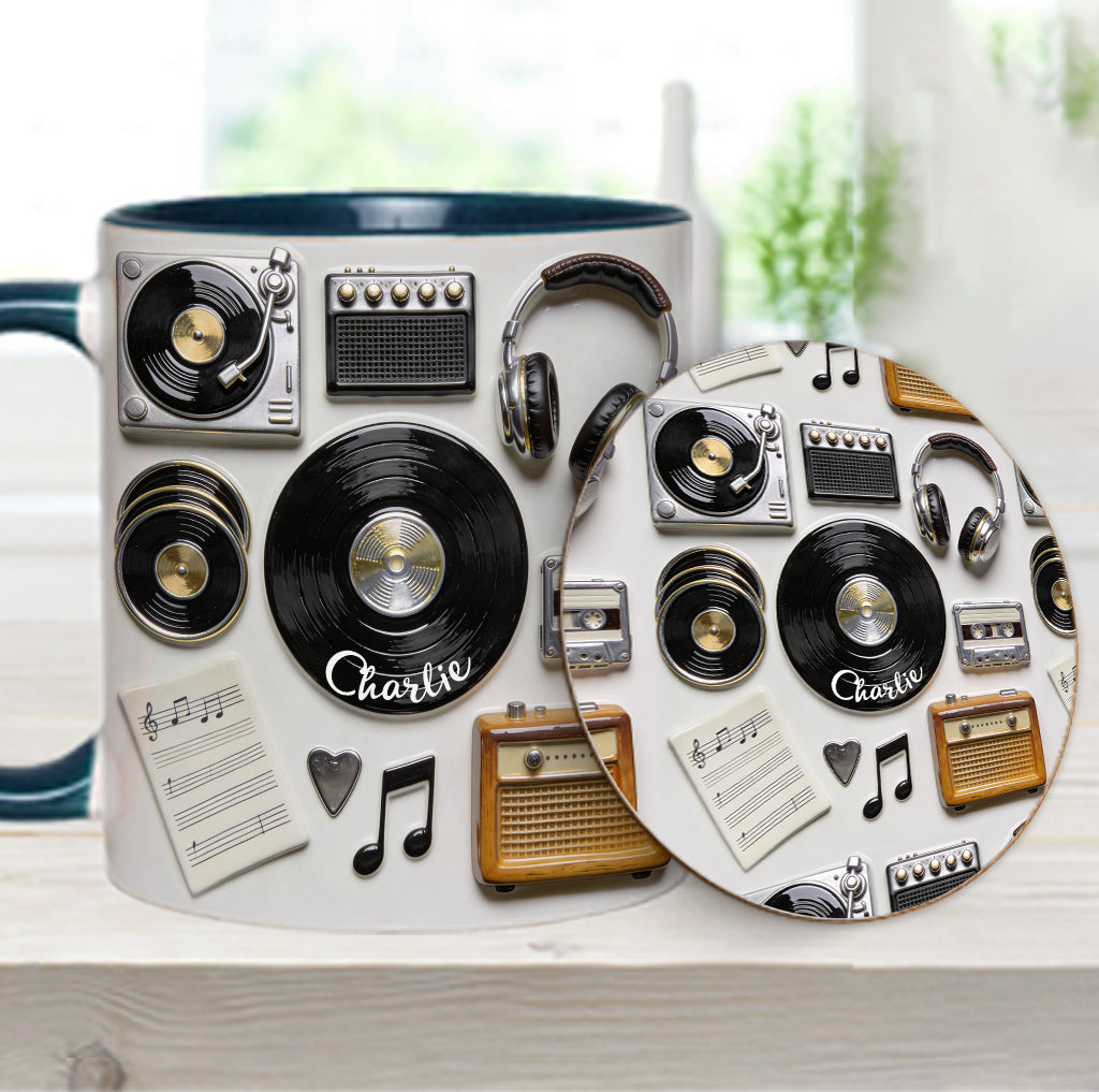Love Vinyl - Personalized Vinyl Records Accent Mug & Coaster