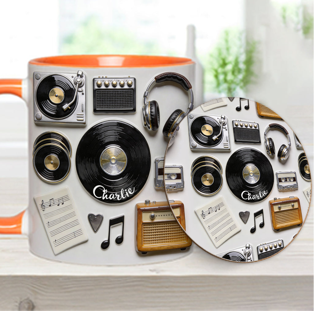 Love Vinyl - Personalized Vinyl Records Accent Mug & Coaster