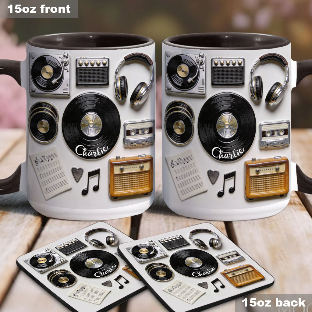 Love Vinyl - Personalized Vinyl Records Accent Mug & Coaster
