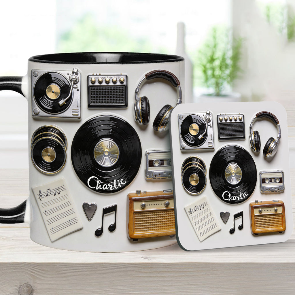 Love Vinyl - Personalized Vinyl Records Accent Mug & Coaster