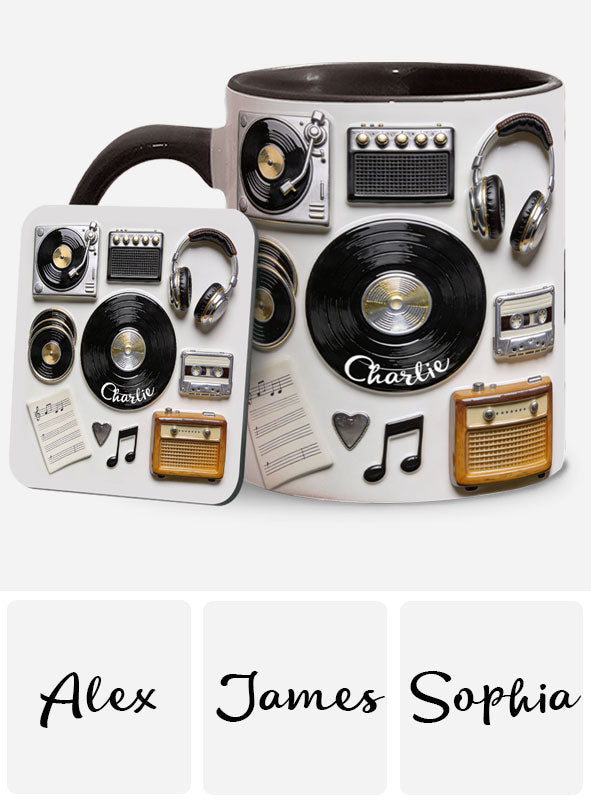 Love Vinyl - Personalized Vinyl Records Accent Mug & Coaster