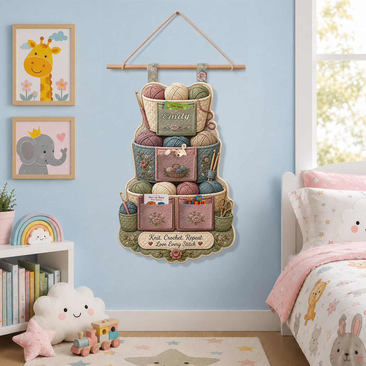 Love Crochet/Knitting - Personalized Crocheting Hanging Organizer