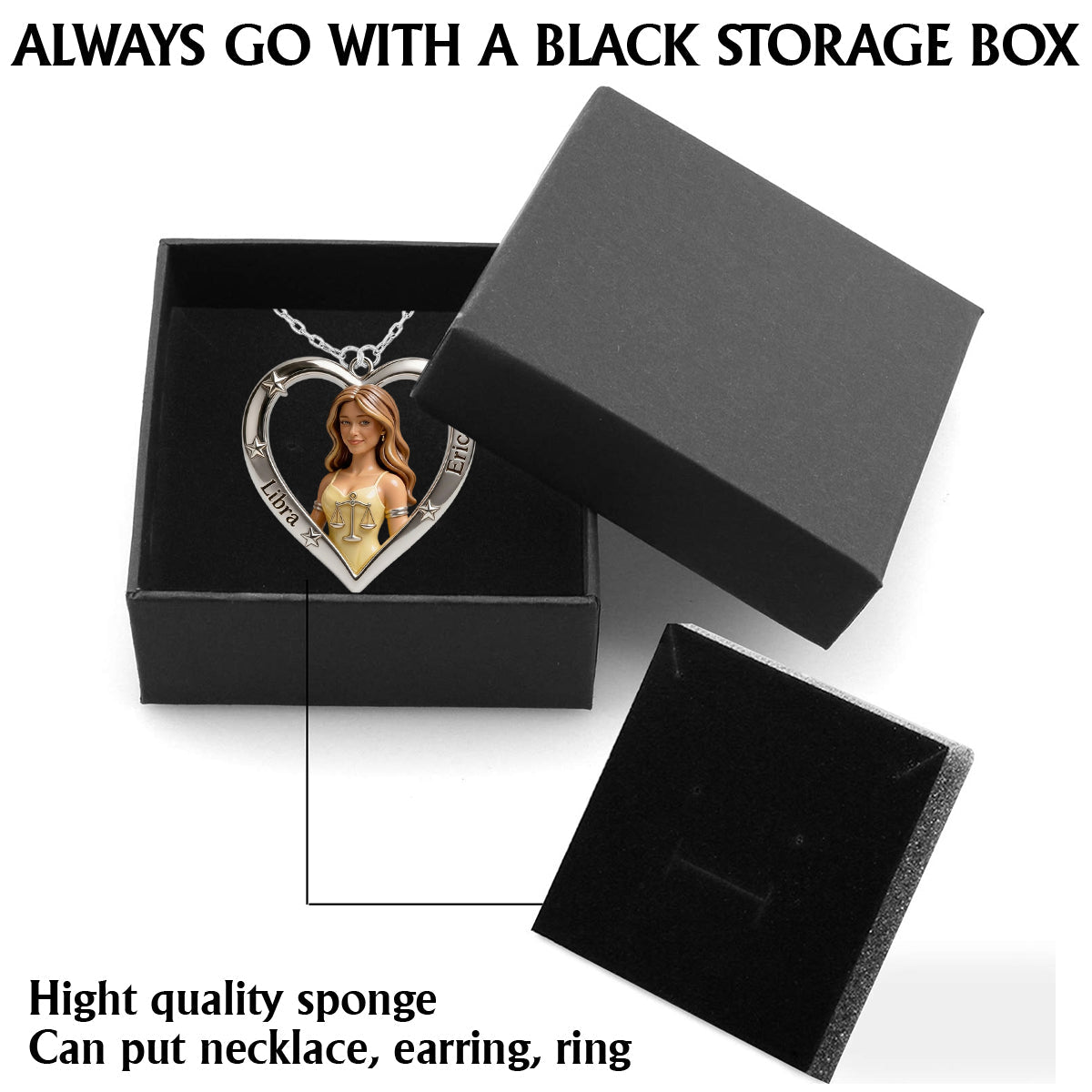 Any Photo Zodiac Sign - Personalized Horoscope Shaped Metal Pendant Necklace