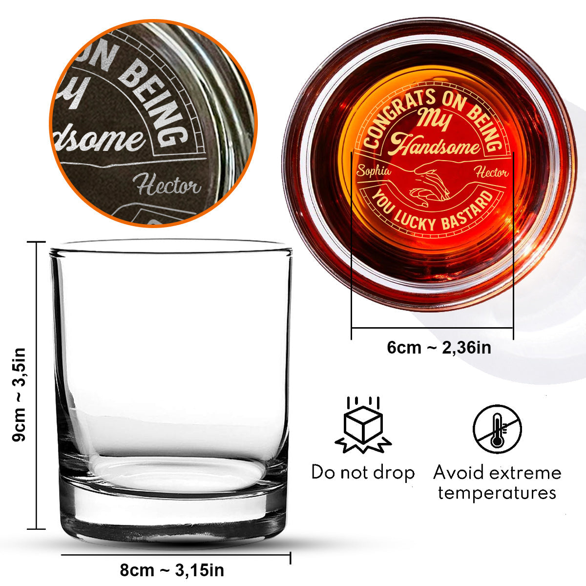 Glückwunsch, dass du mein Ehemann bist – personalisiertes Whiskyglas für Paare mit Gravur