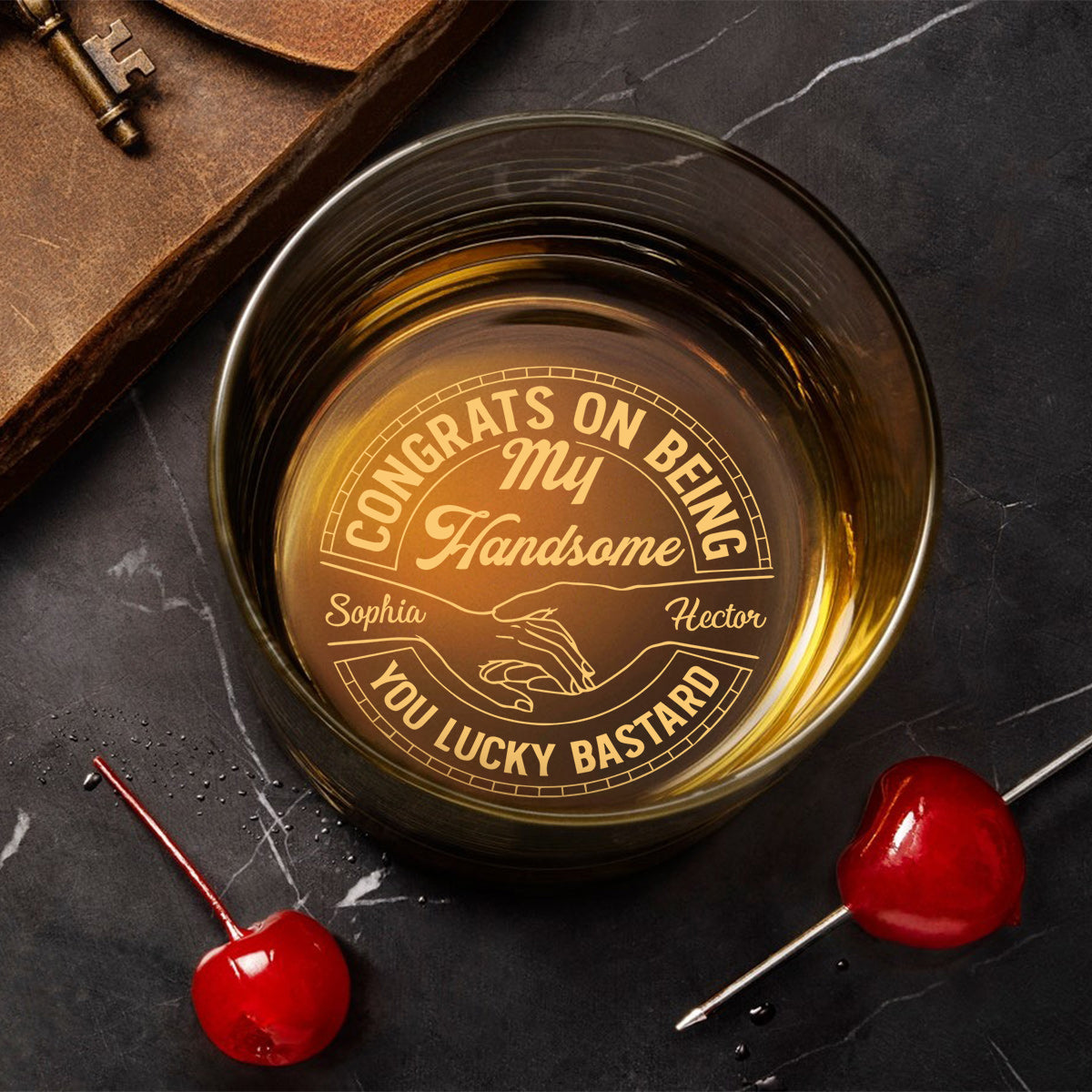 Glückwunsch, dass du mein Ehemann bist – personalisiertes Whiskyglas für Paare mit Gravur