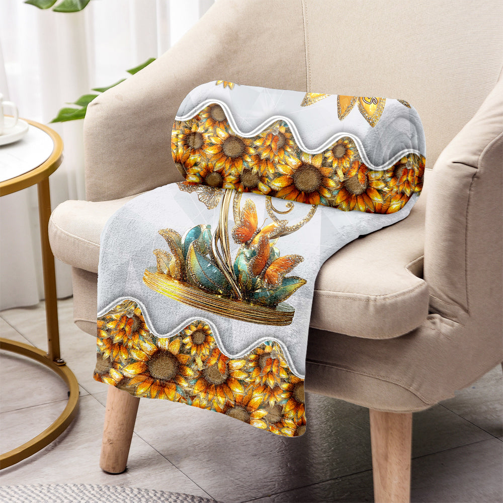 Wunderschönes Sonnenblumen-Geschenk für Mama und Oma – personalisierte Mutterdecke