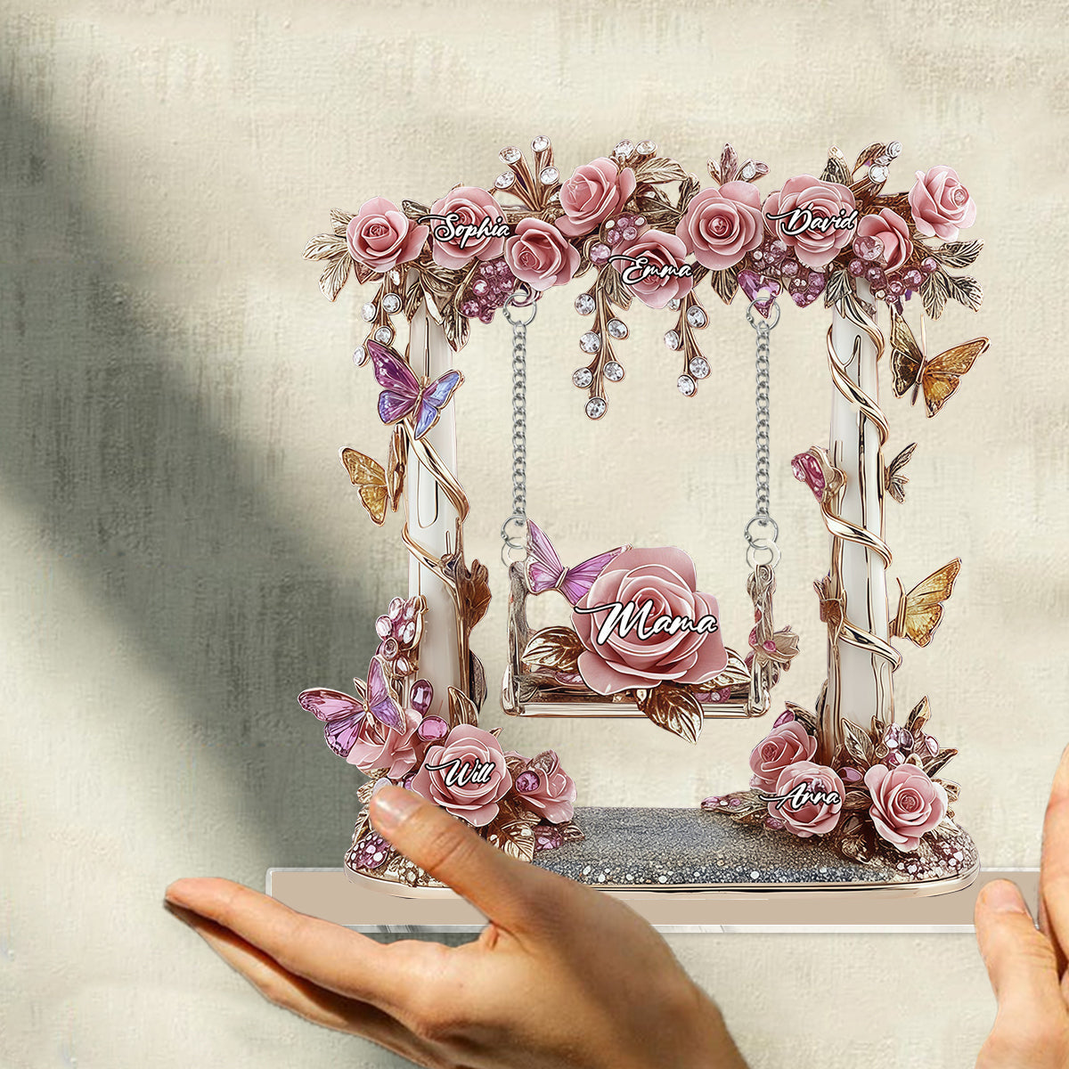 Gartenschaukel für Mama und Oma – Personalisierte Mutterplakette mit Anhänger