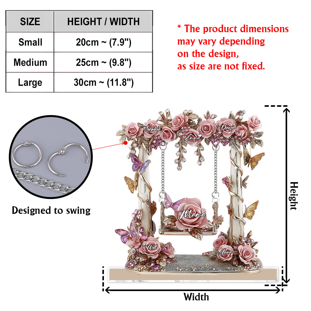 Gartenschaukel für Mama und Oma – Personalisierte Mutterplakette mit Anhänger