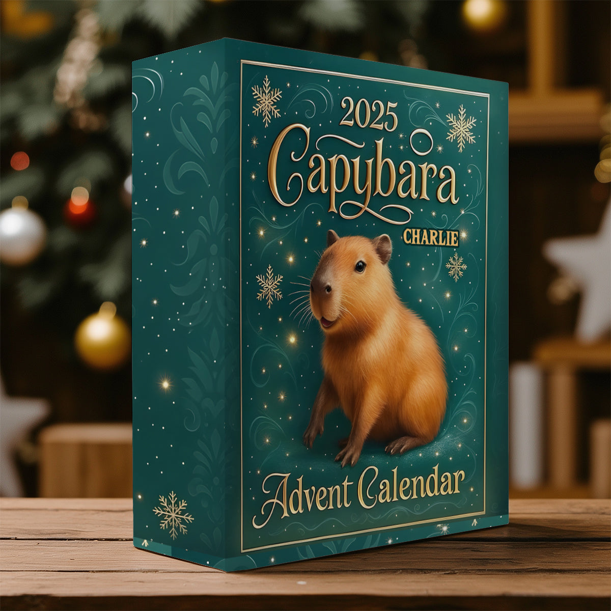 Cute Capybara 2025 Christmas - Personalized Rodent Animals (capybara, beaver, hamster, guinea pig) Folded Advent Calendar With Ornaments