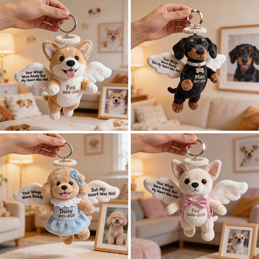 Pet Angel - Personalisierter Hund Plush Schlüsselanhänger