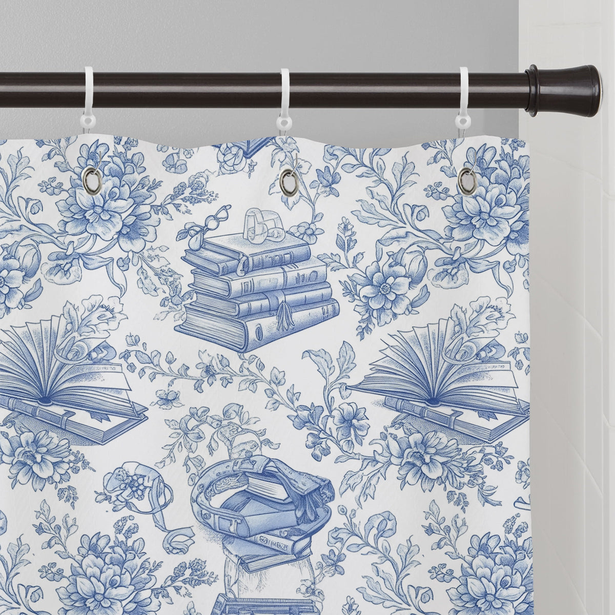 Toile De Jouy Chinoiserie Book - Personalized Book Blackout Window Curtain/ Drapes Set