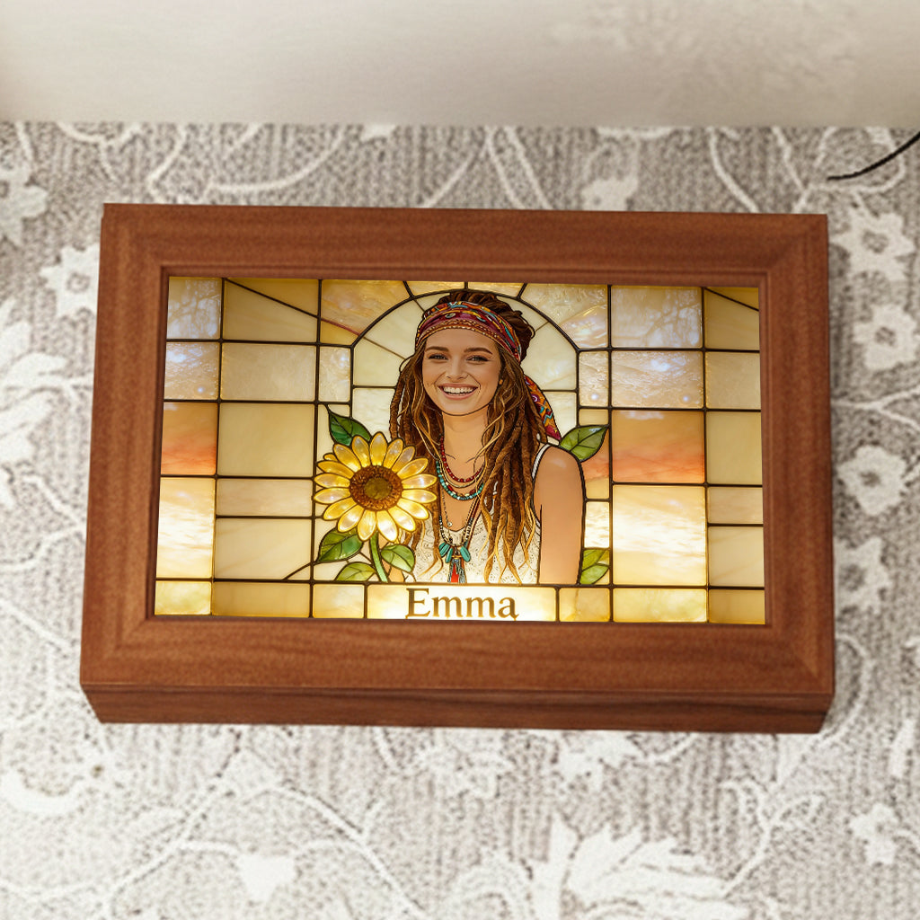 Personalisierte Geburtsblume & Name - Individuelle Holzbox zur Selbstliebe