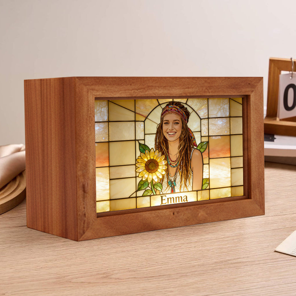 Personalisierte Geburtsblume & Name - Individuelle Holzbox zur Selbstliebe