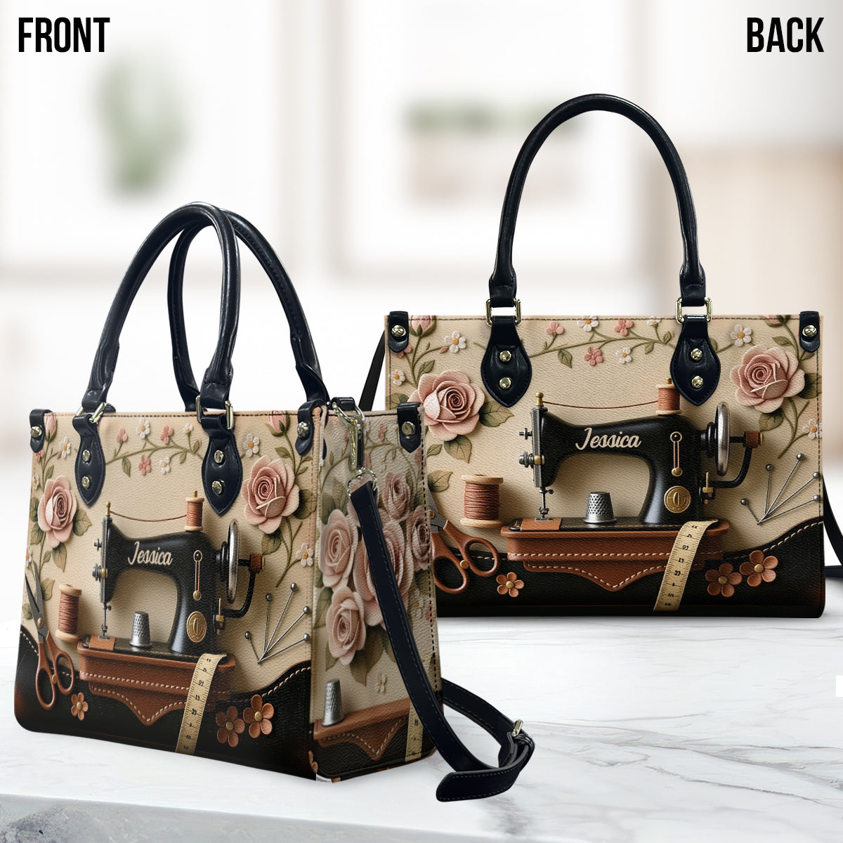 Das perfekte Geschenk für Nähbegeisterte – personalisierte Näh-Lederhandtasche