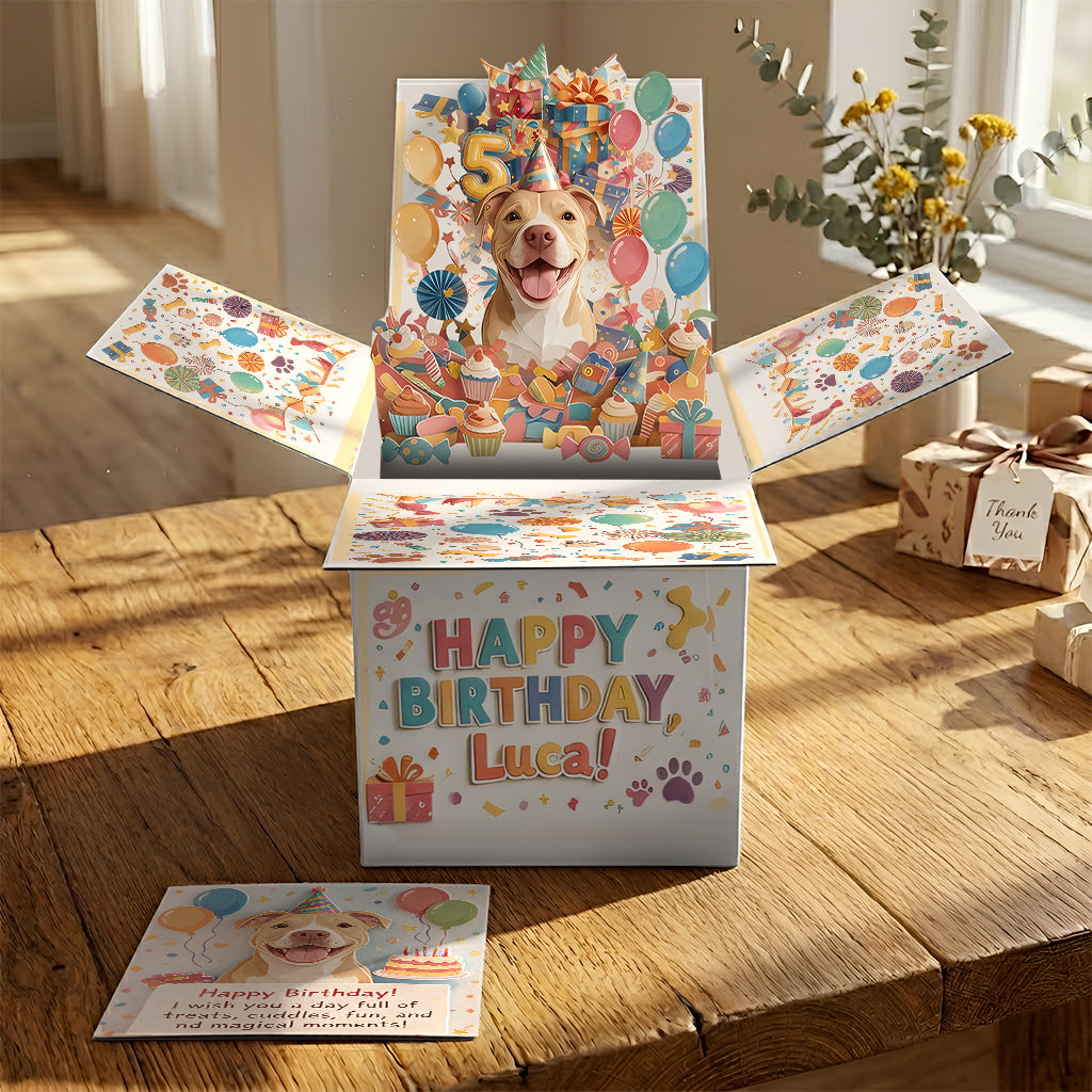Happy Birthday - Personalized Dog Pop Up Box Card