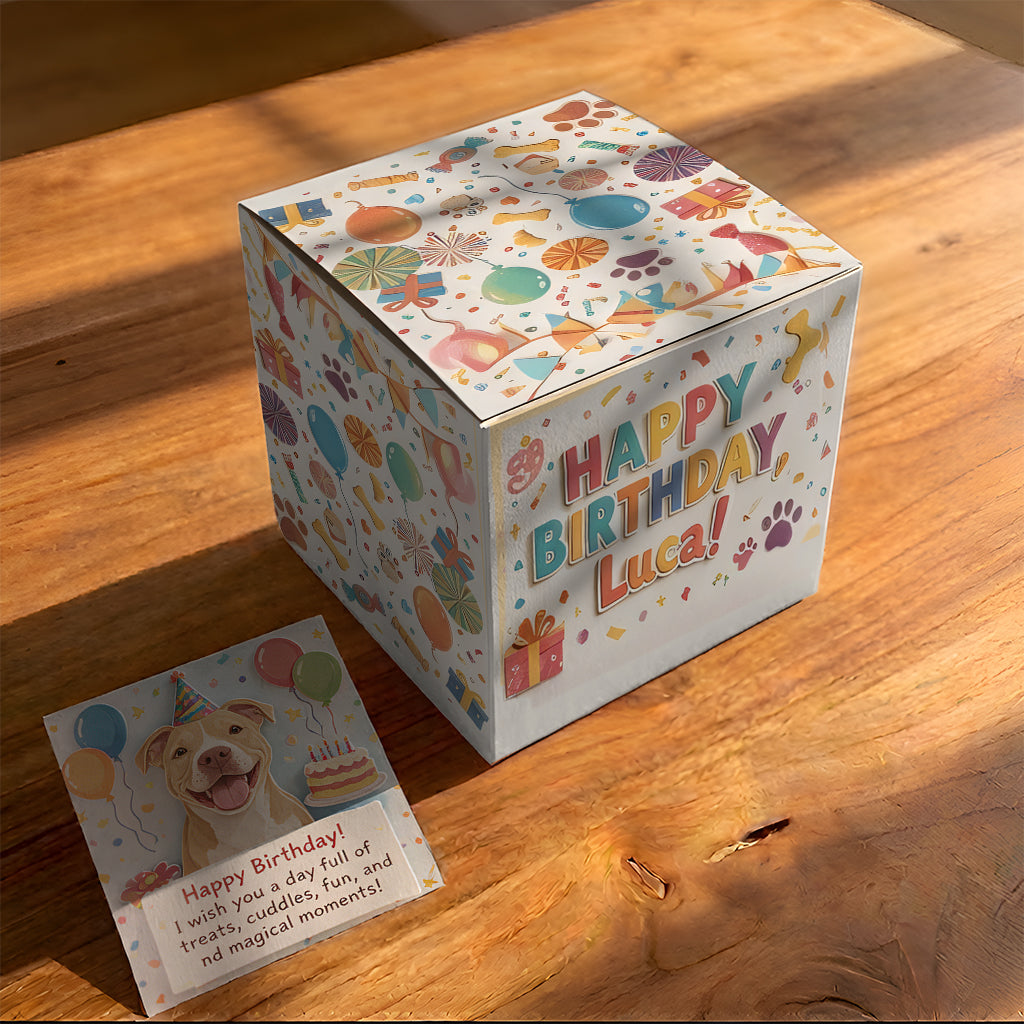 Happy Birthday - Personalized Dog Pop Up Box Card