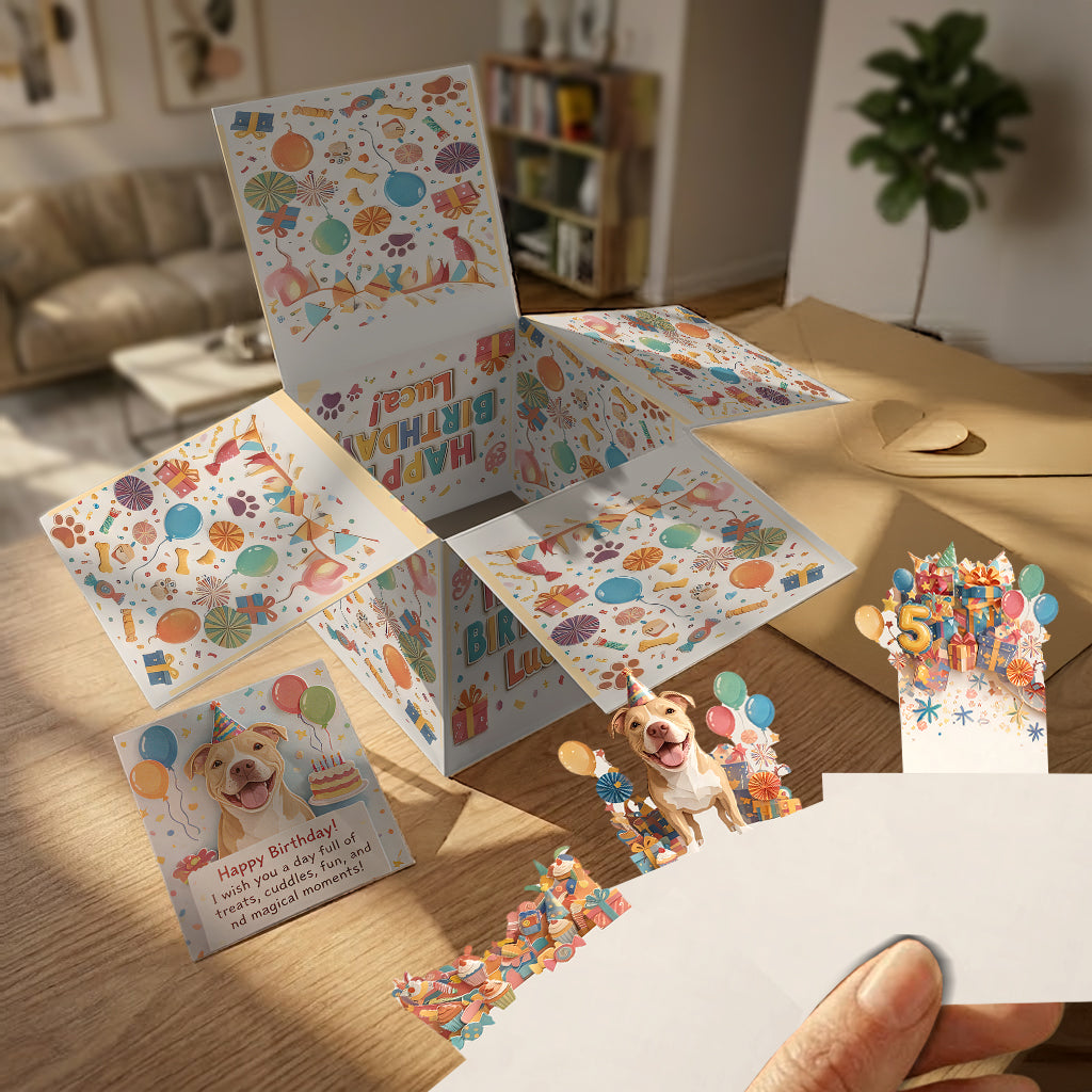 Happy Birthday - Personalized Dog Pop Up Box Card