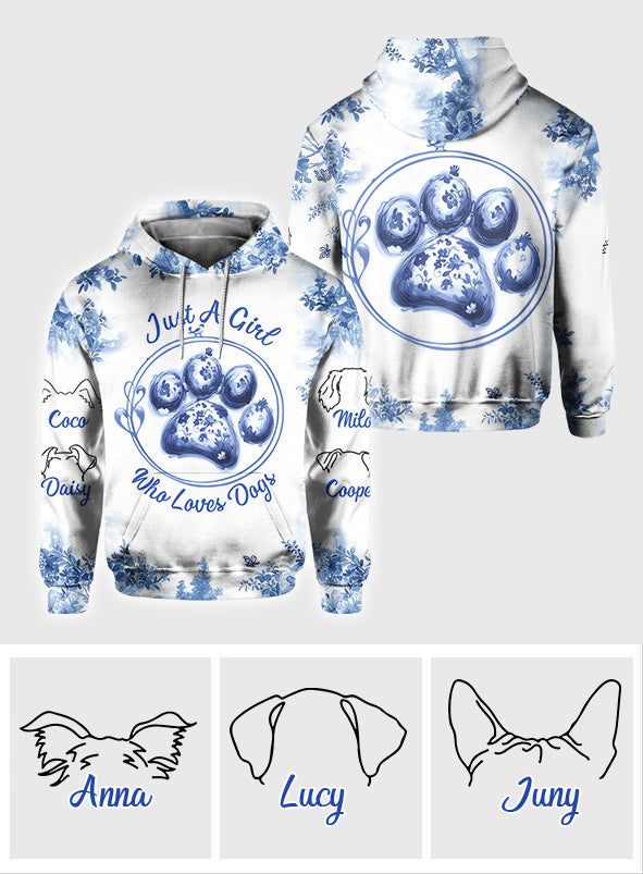 Einfach ein Mädchen, das Hunde liebt – personalisiertes T-Shirt mit Hundemotiv