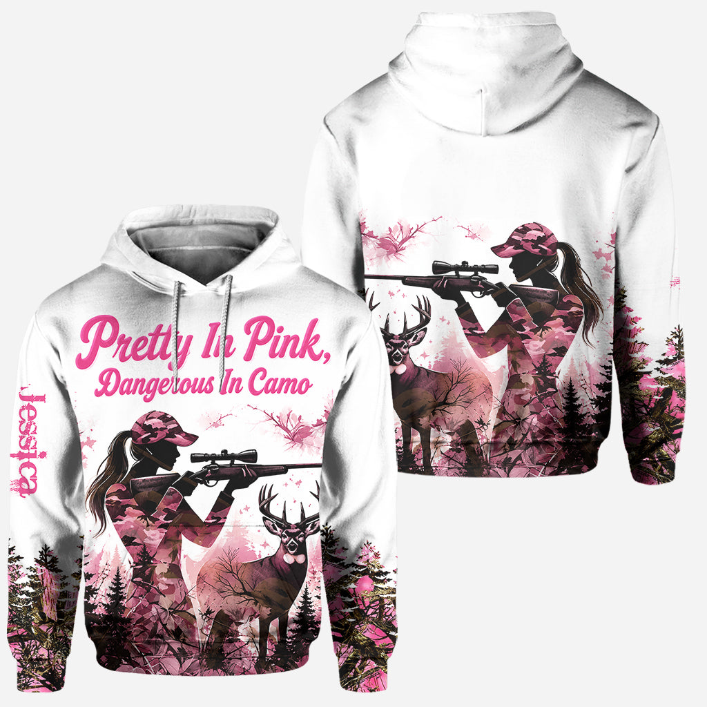 Pretty In Pink Dangerous In Camo - Personalized Hunting Hoodie and Leggings
