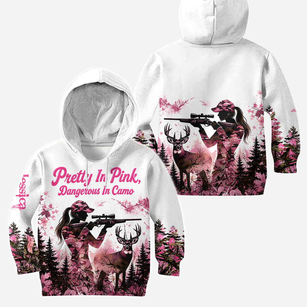 Pretty In Pink Dangerous In Camo - Personalized Hunting Hoodie and Leggings