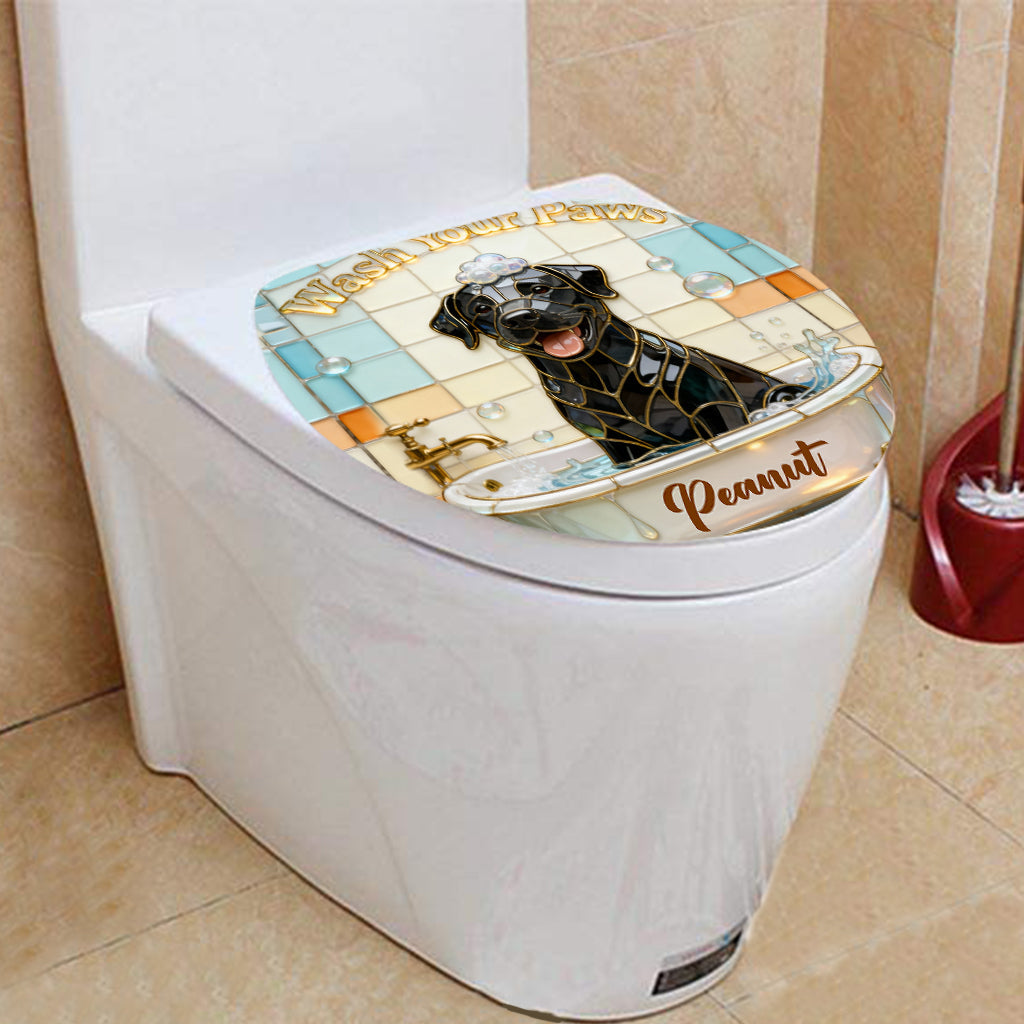 Wasch deine Pfote – Personalisierter Hundebadezimmervorhang & -matten-Set