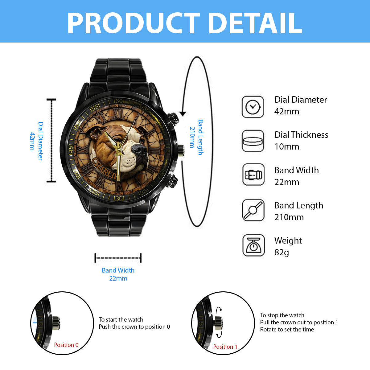 Mutiger American Staffordshire Terrier - Personalisierte Hunde-Handuhr